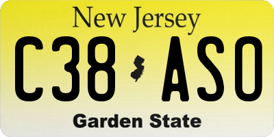 NJ license plate C38ASO