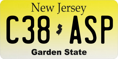 NJ license plate C38ASP