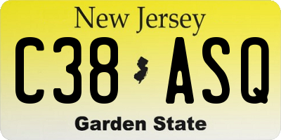 NJ license plate C38ASQ
