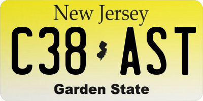 NJ license plate C38AST