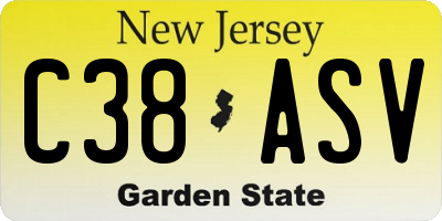 NJ license plate C38ASV