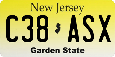 NJ license plate C38ASX