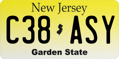 NJ license plate C38ASY
