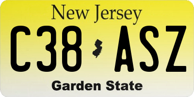 NJ license plate C38ASZ