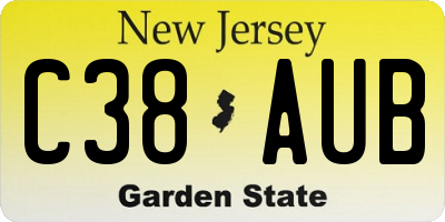 NJ license plate C38AUB