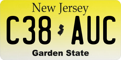 NJ license plate C38AUC