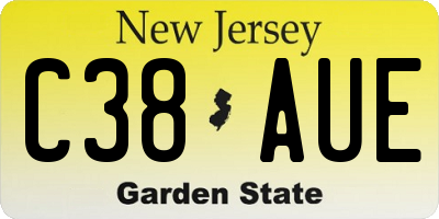 NJ license plate C38AUE