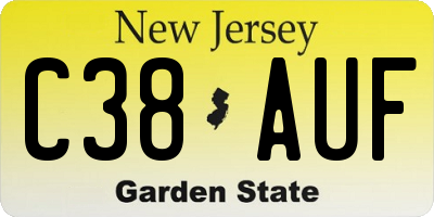 NJ license plate C38AUF