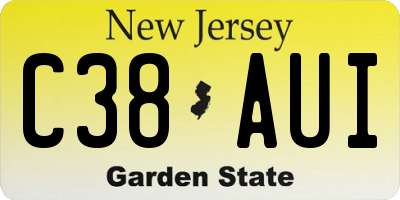 NJ license plate C38AUI