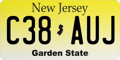 NJ license plate C38AUJ