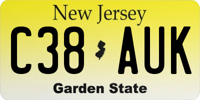 NJ license plate C38AUK
