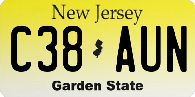 NJ license plate C38AUN