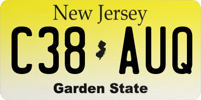 NJ license plate C38AUQ