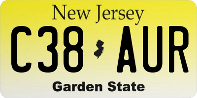 NJ license plate C38AUR