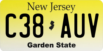 NJ license plate C38AUV