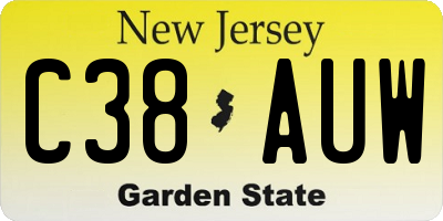 NJ license plate C38AUW