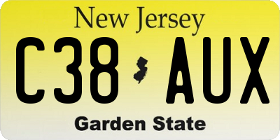 NJ license plate C38AUX