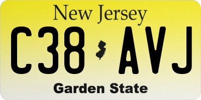 NJ license plate C38AVJ