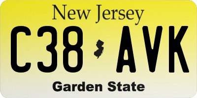 NJ license plate C38AVK