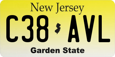 NJ license plate C38AVL