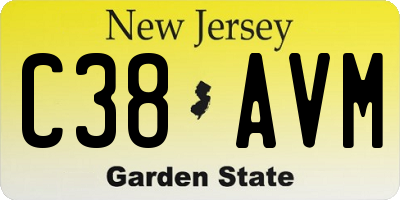 NJ license plate C38AVM