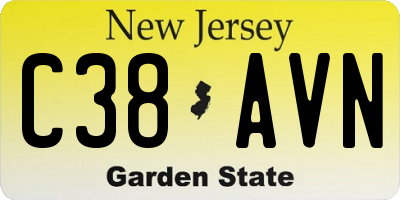 NJ license plate C38AVN