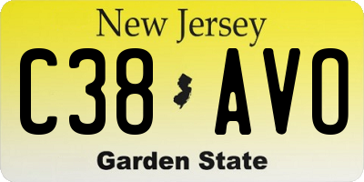 NJ license plate C38AVO