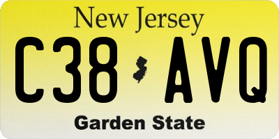 NJ license plate C38AVQ