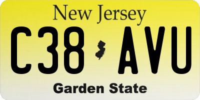 NJ license plate C38AVU