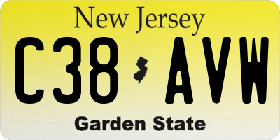 NJ license plate C38AVW