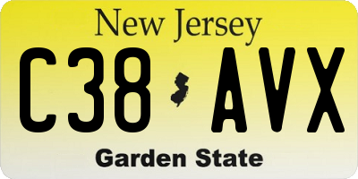 NJ license plate C38AVX