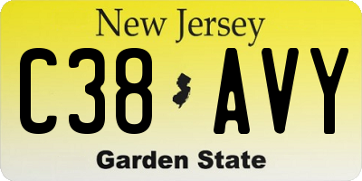 NJ license plate C38AVY