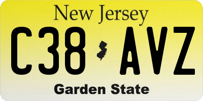 NJ license plate C38AVZ