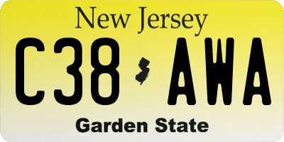 NJ license plate C38AWA