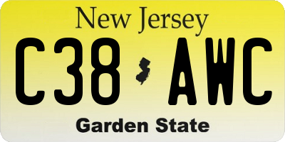 NJ license plate C38AWC