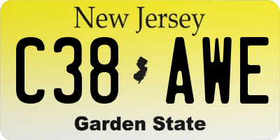 NJ license plate C38AWE