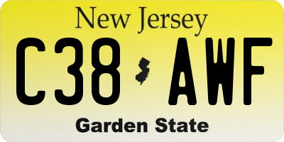 NJ license plate C38AWF