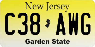 NJ license plate C38AWG
