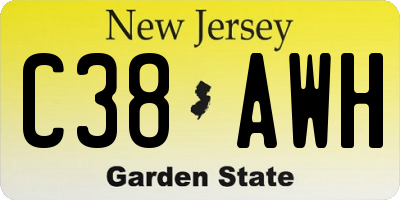 NJ license plate C38AWH