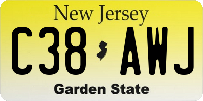 NJ license plate C38AWJ