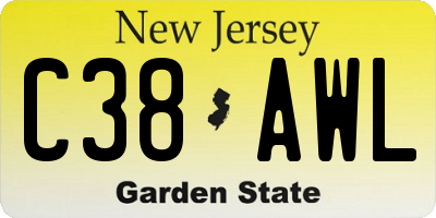 NJ license plate C38AWL