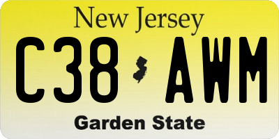 NJ license plate C38AWM