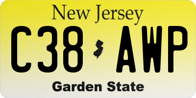 NJ license plate C38AWP