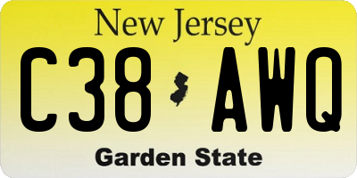 NJ license plate C38AWQ