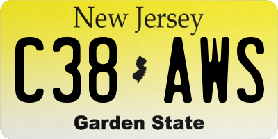 NJ license plate C38AWS