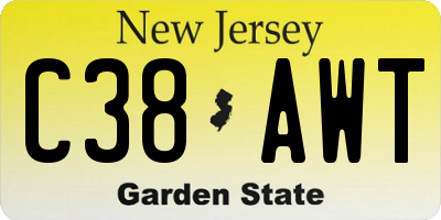 NJ license plate C38AWT