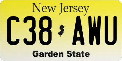 NJ license plate C38AWU