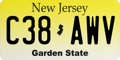 NJ license plate C38AWV