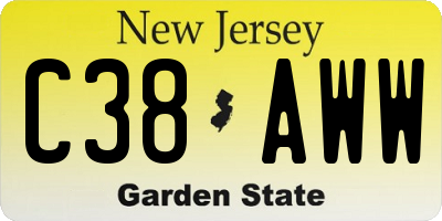 NJ license plate C38AWW
