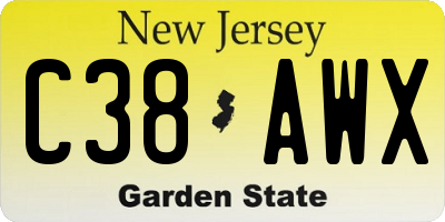 NJ license plate C38AWX